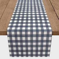 Navy Buffalo Check Outdoor Table Runner