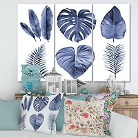 Designart - Tropical Blue Watercolour Leaves I