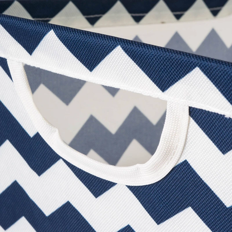 Nautical Blue Polyester Chevron Trapezoid Bin