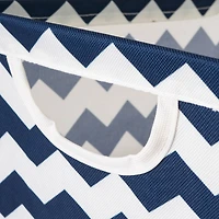 Nautical Blue Polyester Chevron Trapezoid Bin