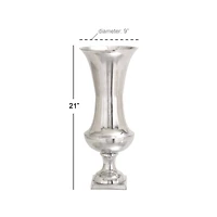 21" Silver Aluminum Traditional Vase