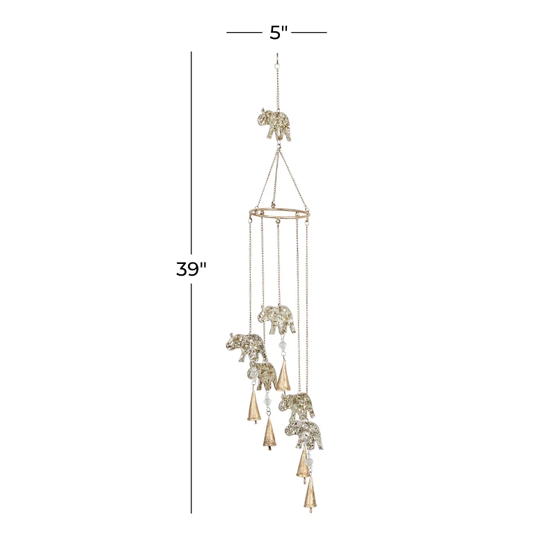39" Gold Metal Elephant Eclectic Windchime