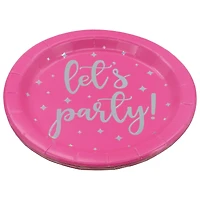 24 Packs: 8 ct. (192 total) 7" Hot Pink Let's Party Snack Plates by Celebrate It™