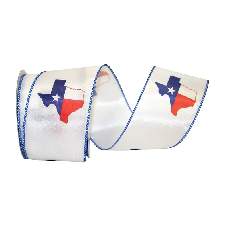 JAM Paper 2.5" x 10yd. White Texas Pride Wired Ribbon