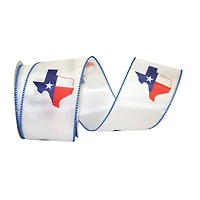 JAM Paper 2.5" x 10yd. White Texas Pride Wired Ribbon