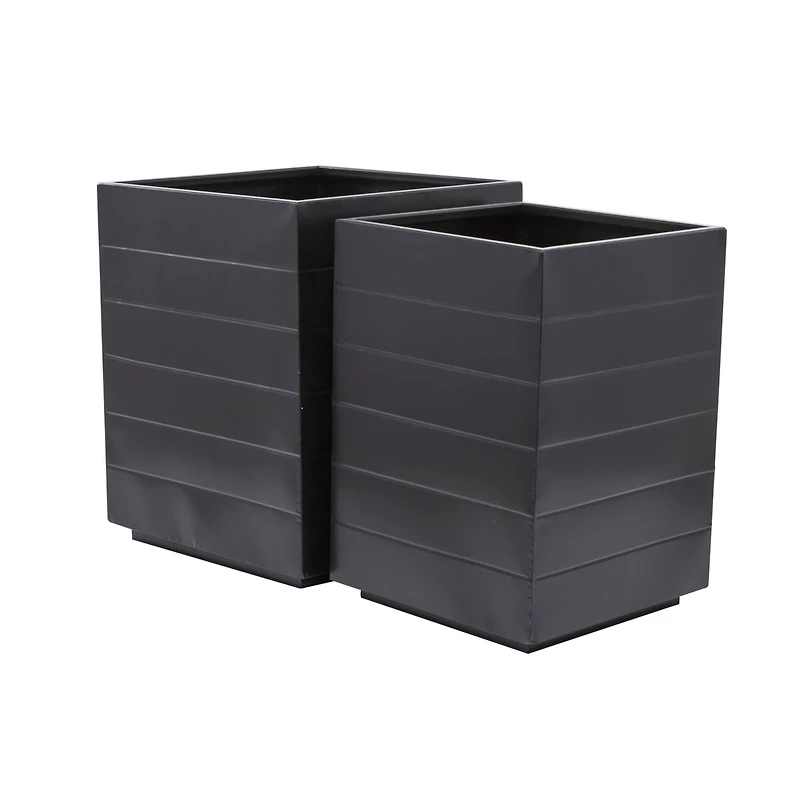 Black Modern Planter, Set of 2" 17", 15"