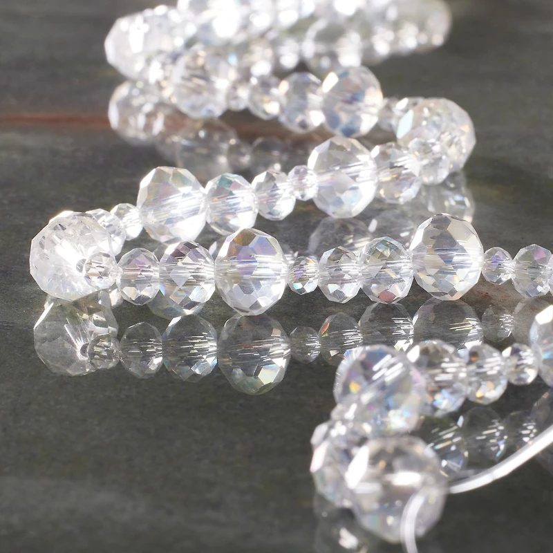 12 Packs: 4 ct. (48 total) Clear Faceted Glass Rondelle Beads by Bead Landing™