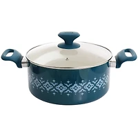 Spice by Tia Mowry Savory Saffron Teal  7 Piece Ceramic Nonstick Aluminum Cookware Set with Nylon Utensils