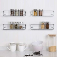 NEX™ Silver Wall-Mount Metal Spice Racks for Kitchen Storage, 4ct.