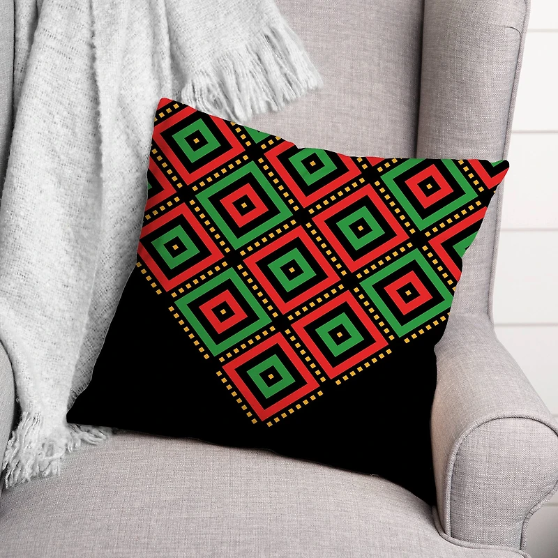 Diamond Kwanzaa Pattern Throw Pillow