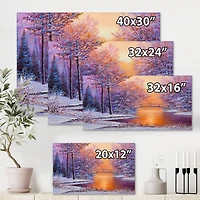 Designart - Bridge Over The River In Winter Landscape