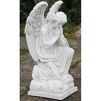 23.5" Distressed Ivory Kneeling Praying Angel Garden Statue
