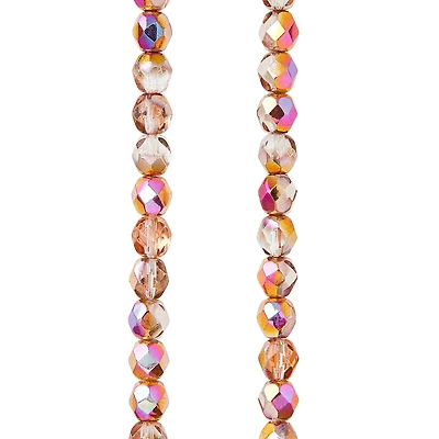 Amber Faceted Czech Glass Round Beads, 6mm by Bead Landing™