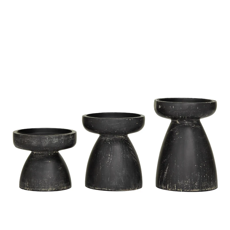 Black Traditional Candle Holder Set