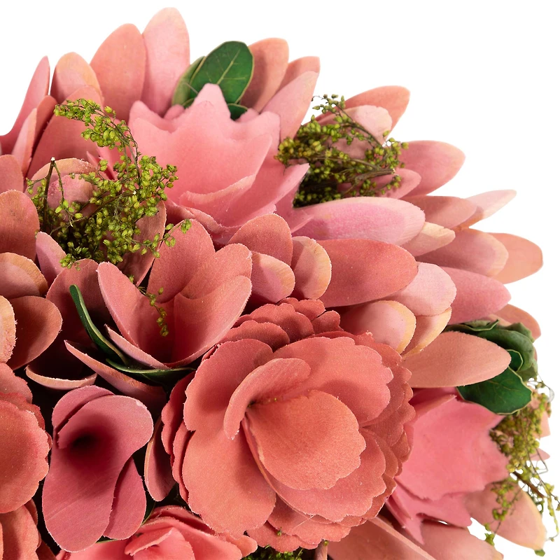 13" Pink & Yellow Mixed Floral & Foliage Artificial Valentine's Day Heart Wreath