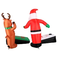 Airflowz Inflatable Santa & Reindeer Playing Cornhole