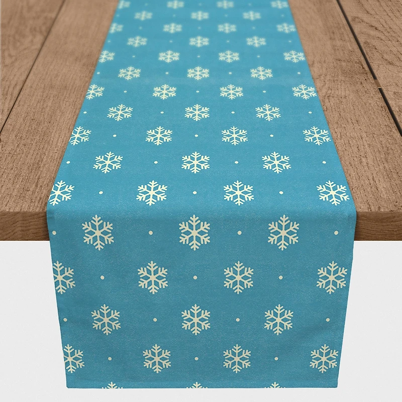 Simple Snowflake Blue 16x72 Poly Twill Table Runner