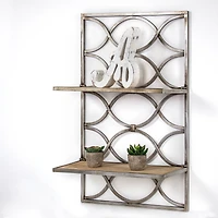 16.25" Wood & Metal Hanging Shelf Rack