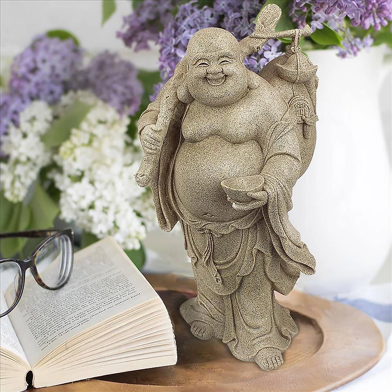 Design Toscano 16.5" Wandering Happy Hotei Buddha Statue