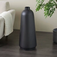 Black Metal Vase with Narrow Opening