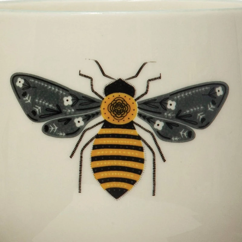 Hello Honey® 12oz. Stoneware Mugs with Painted Winged Insects Set