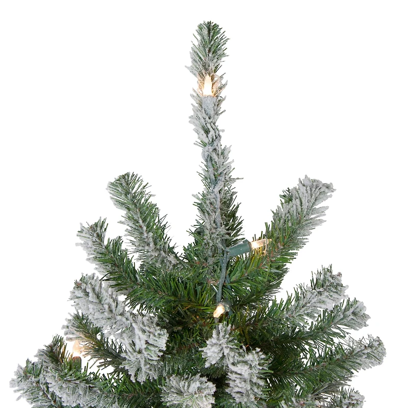 6ft. Pre-Lit Flocked Alpine Artificial Christmas Tree, Clear Lights