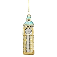 5" Glittered Gold Glass Big Ben Christmas Ornament