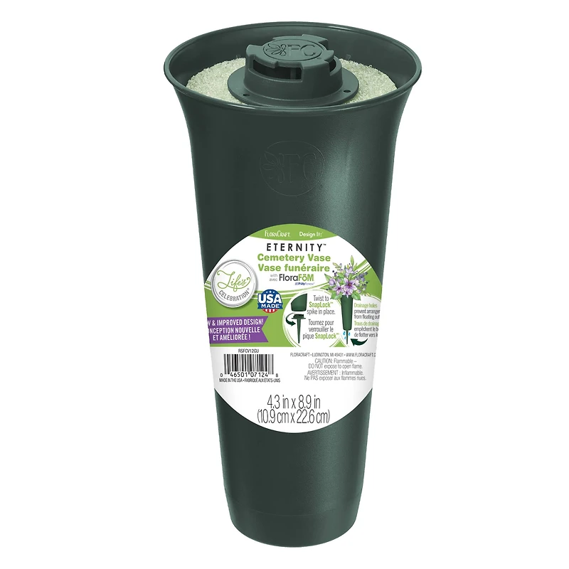 FloraCraft® Eternity™ Green Plastic Cemetery Vase with FloraFōM® Insert