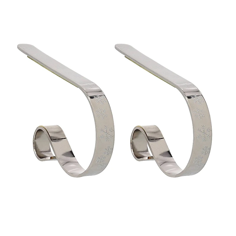 Original MantleClip® Silver with White Snowflakes Stocking Holders