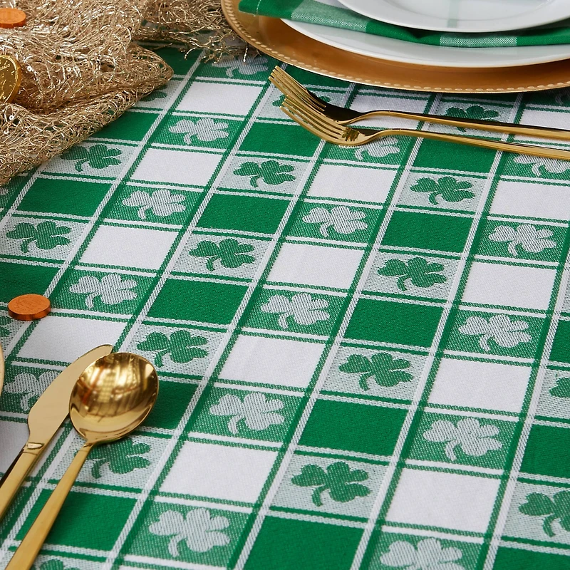 DII® 84" Shamrock Woven Check Tablecloth