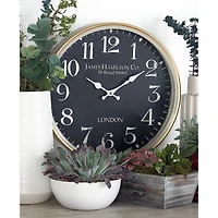 16" Black Metal Traditional Wall Clock