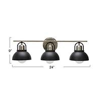 Hello Honey® Robert Stevenson Lighting Walsh Matte Black & Brushed Nickel Metal 3-Light Vanity Light