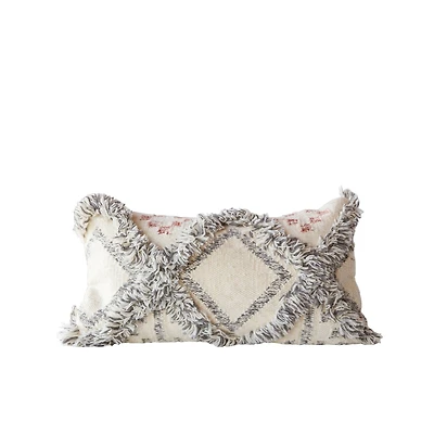 Hello Honey® Cream & Gray Fringe Kilim Pillow