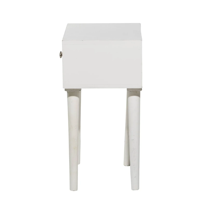 24" White Farmhouse Mango Wood Accent Table