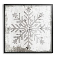 Stupell Industries Winter Snowflake Weathered Pattern Framed Giclee Art