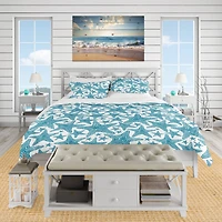 Designart 'Pattern of Blue Starfish' Coastal Bedding Set