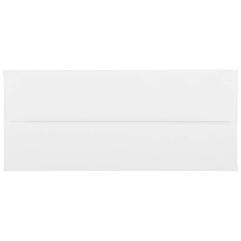 JAM Paper 4.12" x 9.5" Bright White Linen Strathmore Business Envelopes, 50ct.