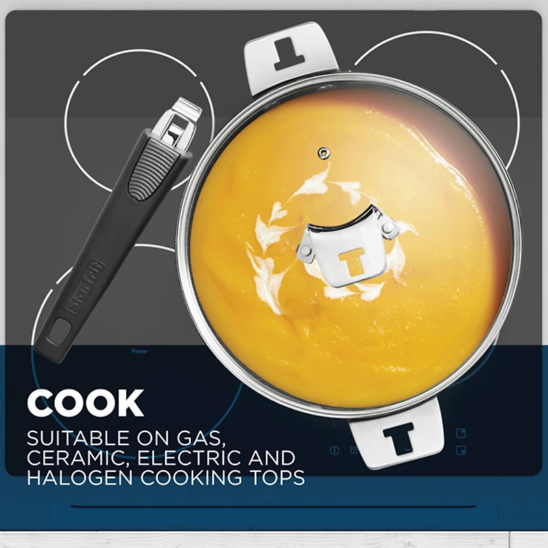 The Rock by Starfrit 9" Deep Fry Pan & Dutch Oven with Lid & Detachable Handle