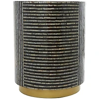 Black Mother of Pearl Drum Accent Table