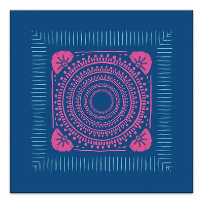 Pink And Blue Boho Bandana 20" x 20" Canvas Wall Art