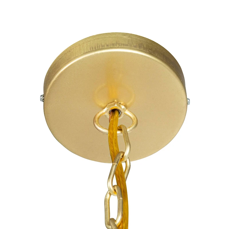 Hello Honey® Marina Round Gold Metal & Natural Capiz Chandelier Style Pendant Ceiling Light