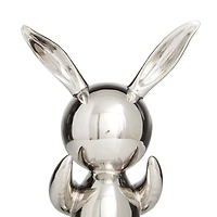 Set of 2 Silver Porcelain Contemporary Sculpture, 12" x 7" x 4"