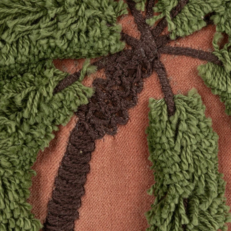 Hello Honey® Pink Tropical Palm Tree Embroidered Velvet Pillow