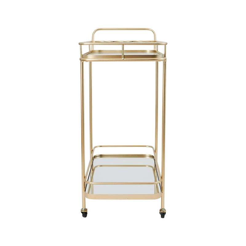 Hello Honey® Art Deco 2-Tier Mirrored Metal Bar Cart