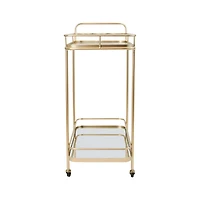 Hello Honey® Art Deco 2-Tier Mirrored Metal Bar Cart
