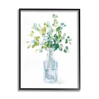 Stupell Industries Flower Jar Still Life Green Blue Painting Framed Wall Art