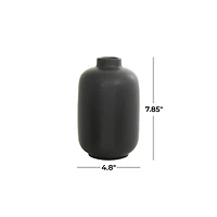 8" Black Minimalistic Ceramic Cylinder Vase
