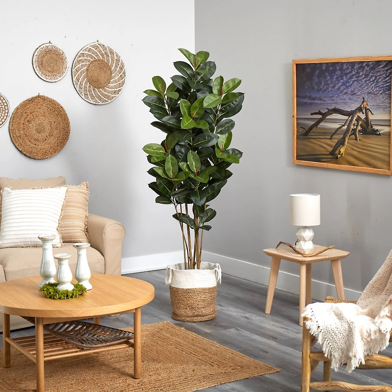 5.5ft. Oak Tree in Handmade Natural Jute & Cotton Planter