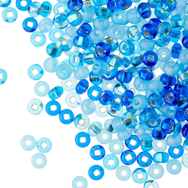 12 Pack: John Bead Aqua Mix Czech Glass Seed Beads, 6/0