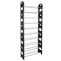 Simplify Black 30 Pair Stackable Shoe Rack